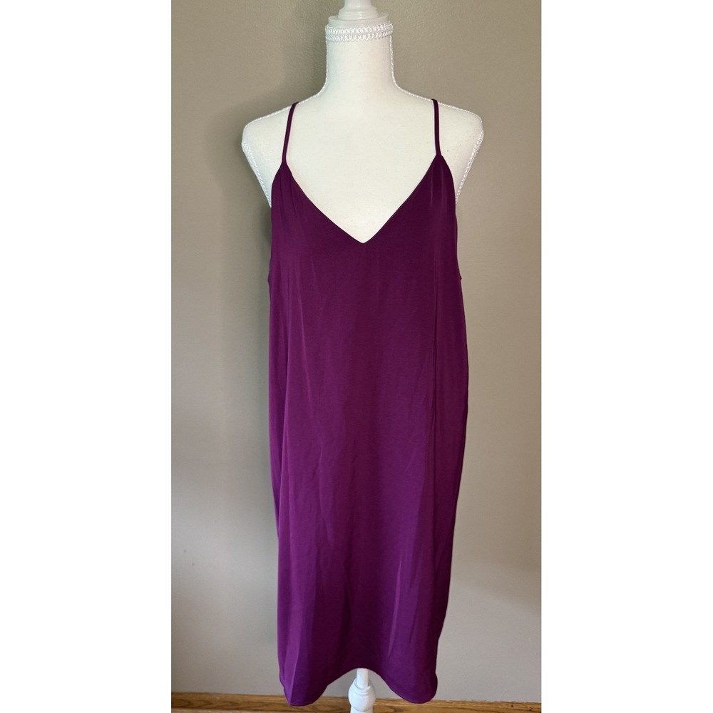 Goldray Women Purple Chiffon Lattice Back Slip Dress XL SFD7919